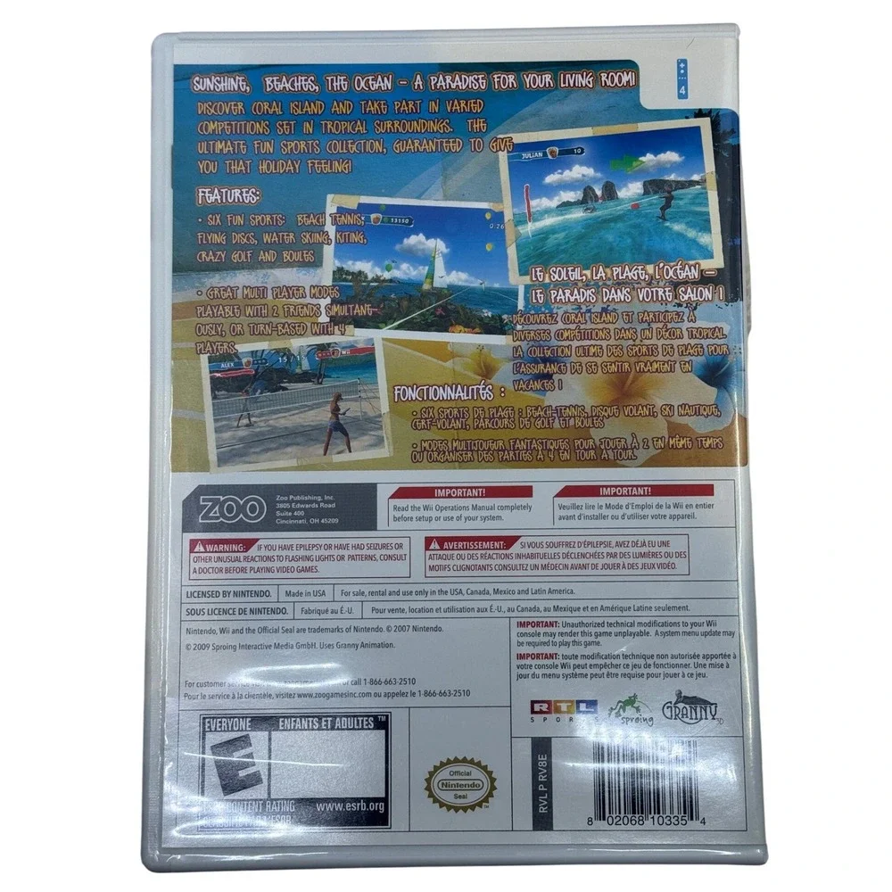 Beach Fun Summer Challenge Nintendo Wii Video Game CIB Sports Zoo Games 2009